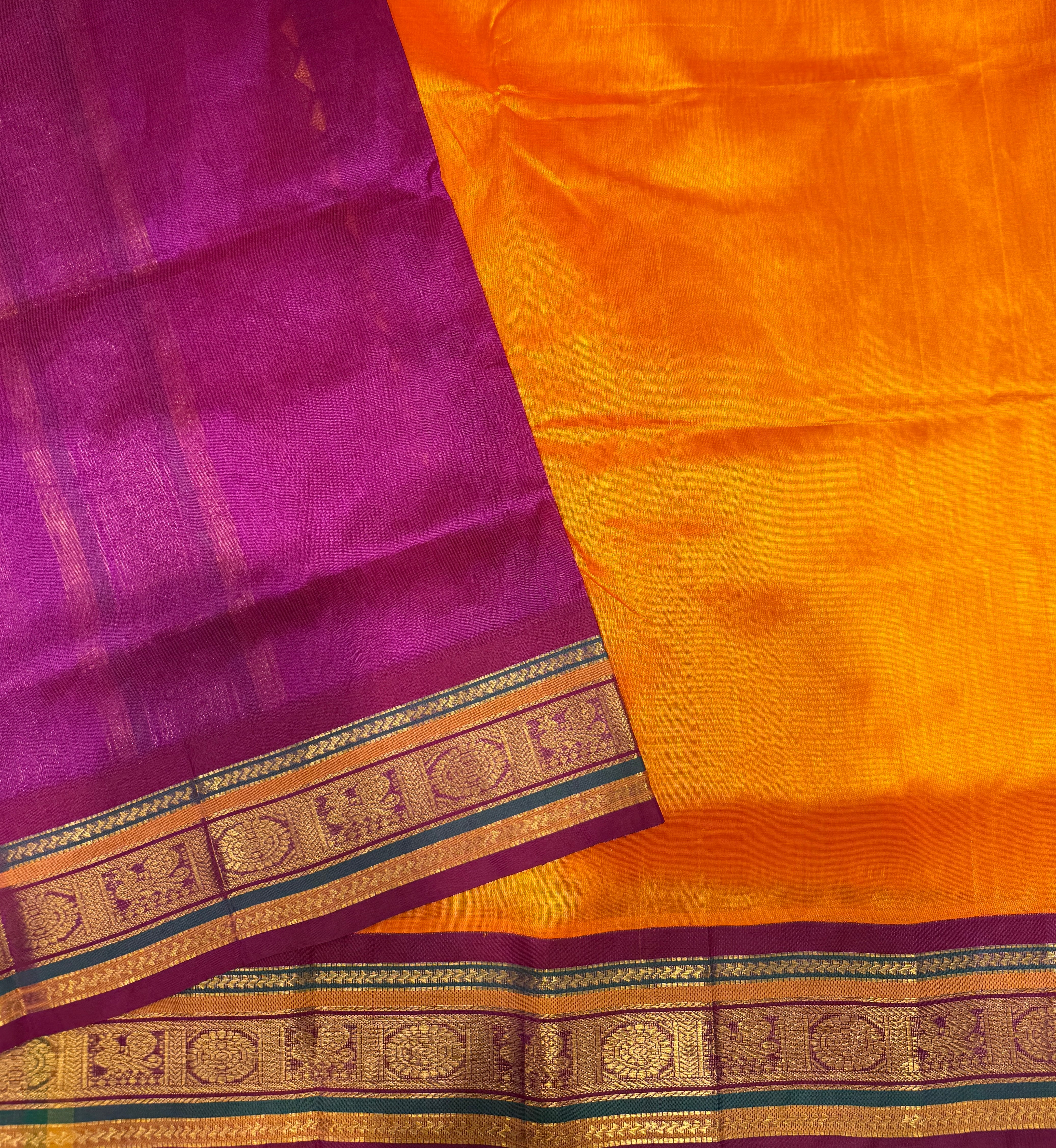 Traditional Korvai Silk Cotton Saree (Product Code: 4161-02)