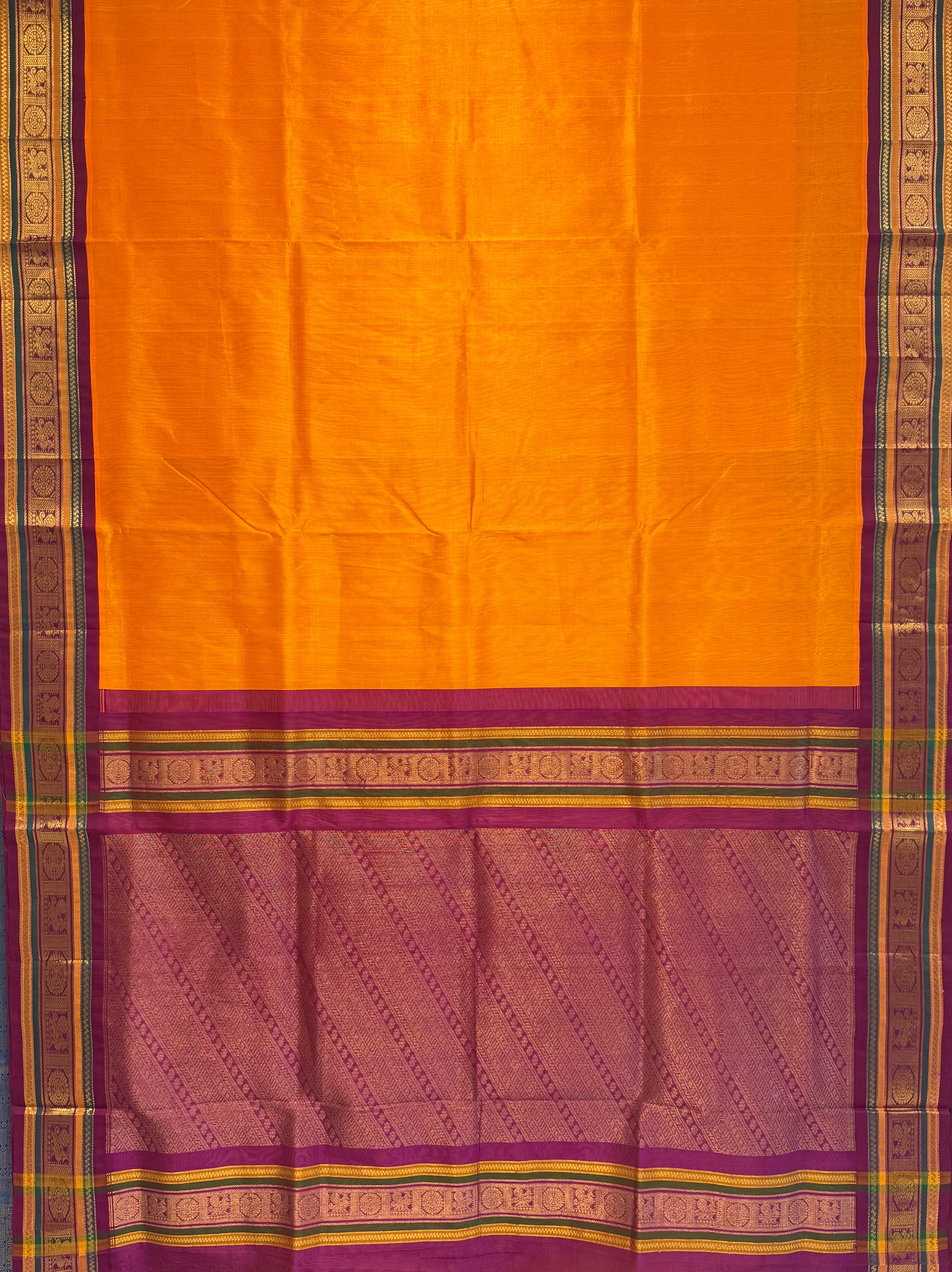 Traditional Korvai Silk Cotton Saree (Product Code: 4161-02)