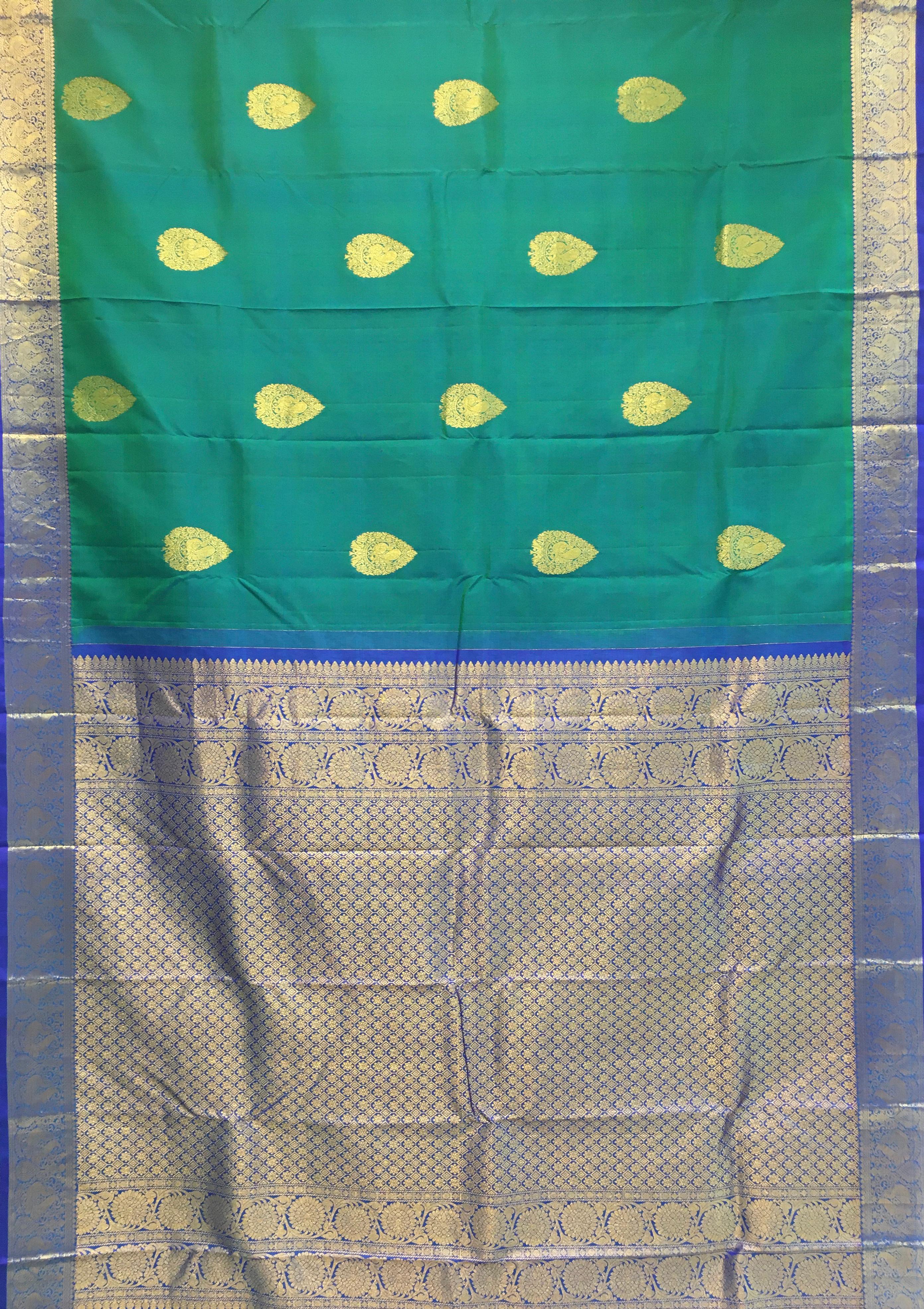 Peacock Blue and Royal Blue Traditional Kanjivaram Silk Saree-view4