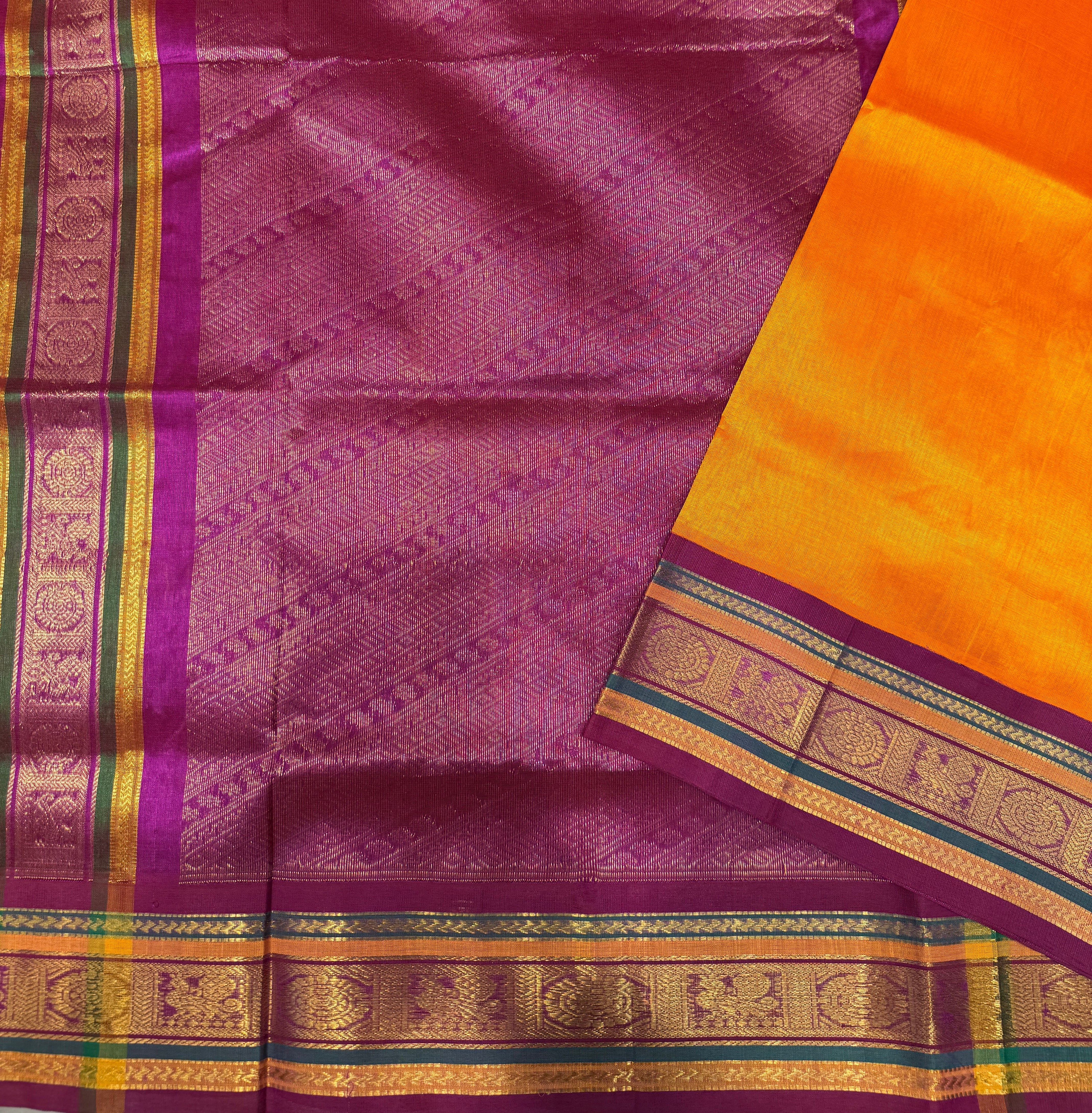 Traditional Korvai Silk Cotton Saree (Product Code: 4161-02)