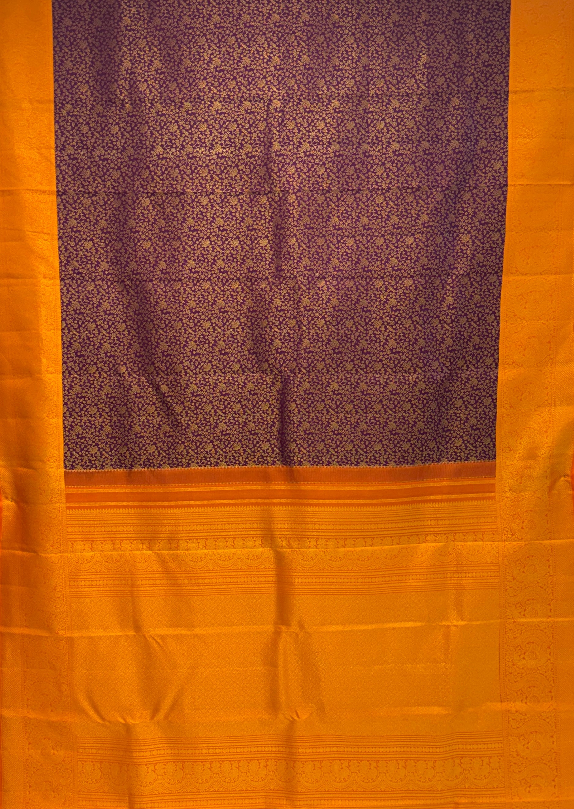 PURPLE AND ORANGE BRIDAL KANJIVARAM SILK SAREE-view4