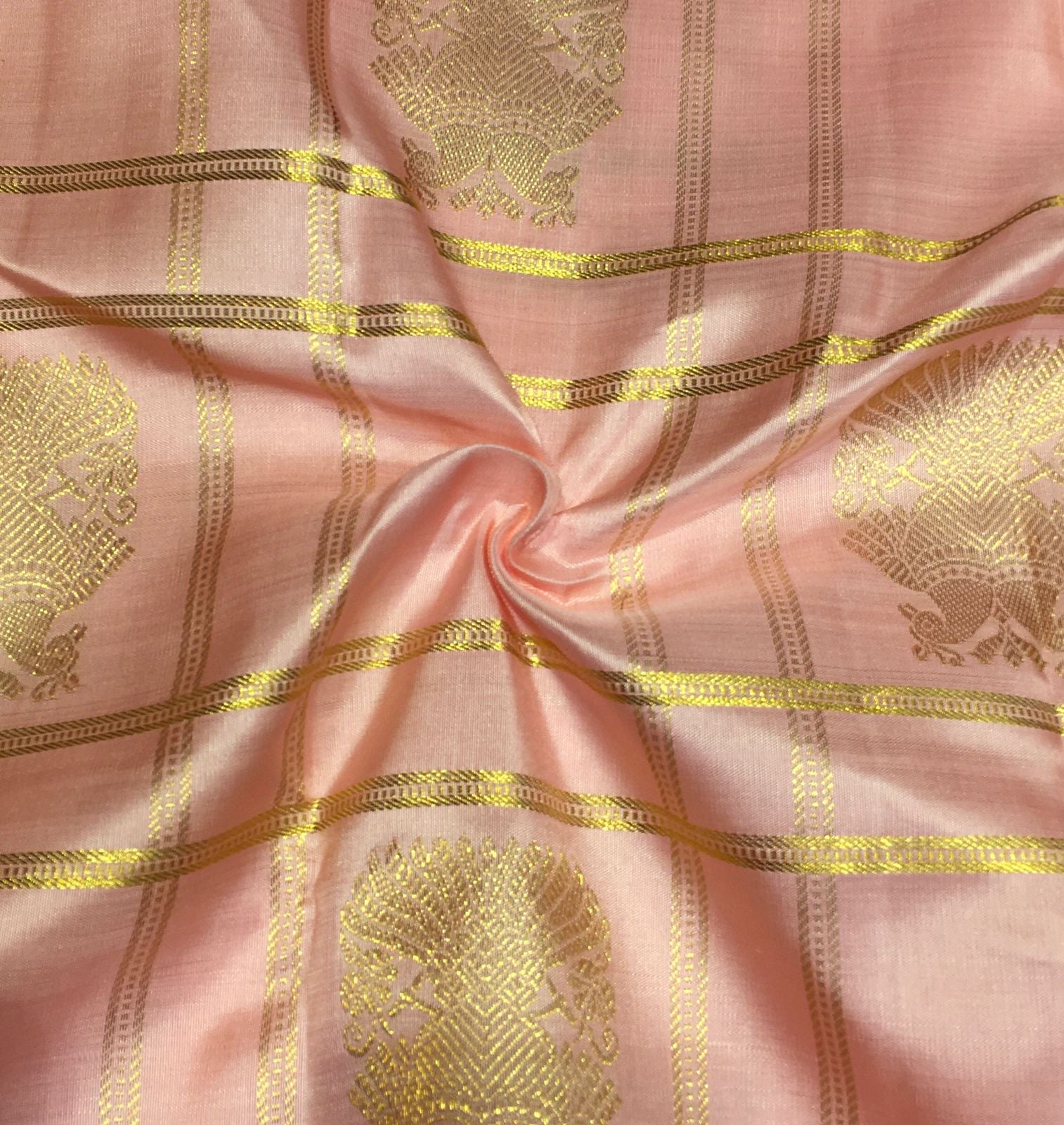 Baby Pink and Gold Korvai Kanjivaram Silk Saree-view2