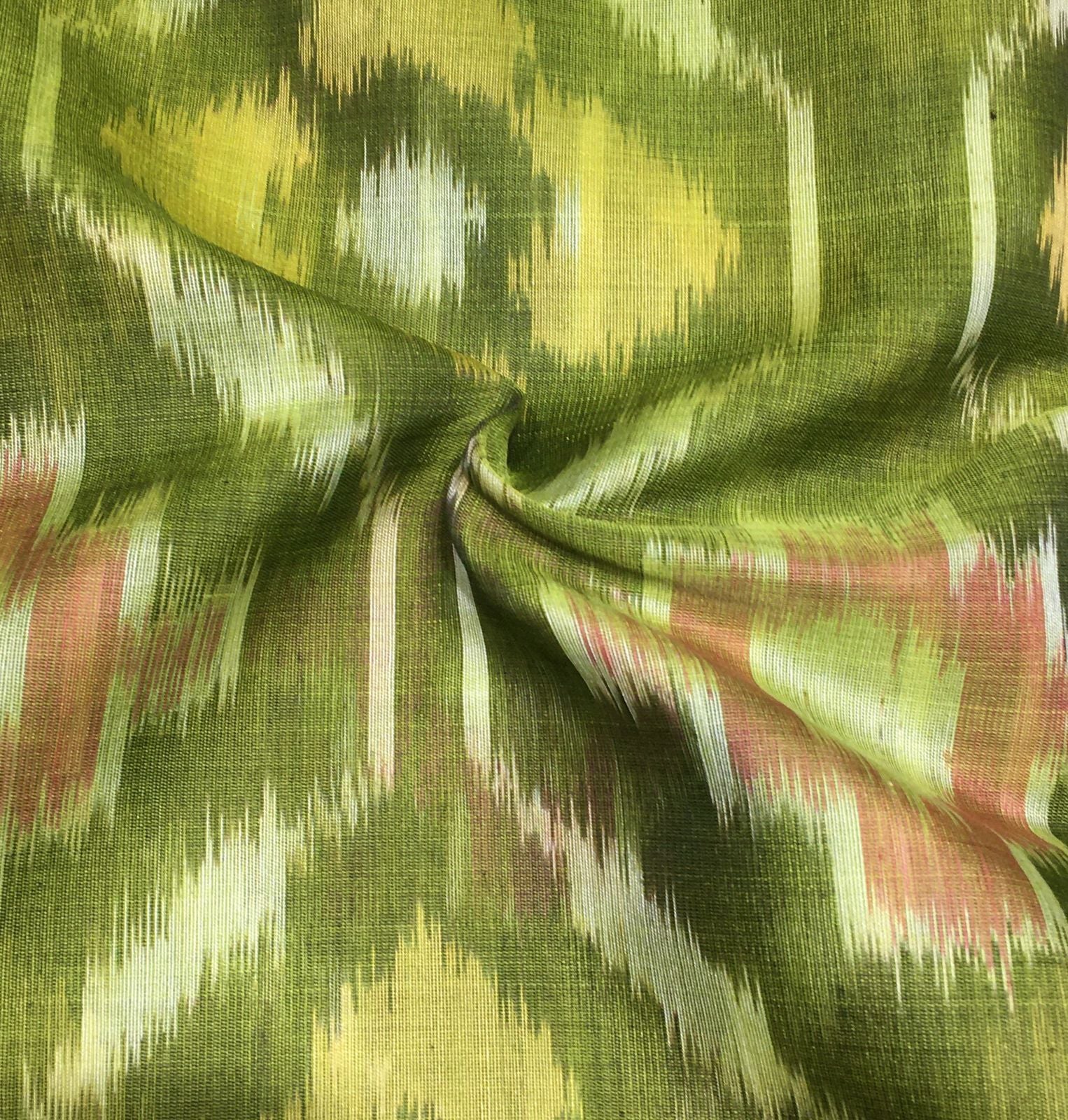 Parrot Green And Pink Pochampally Silk Cotton Saree