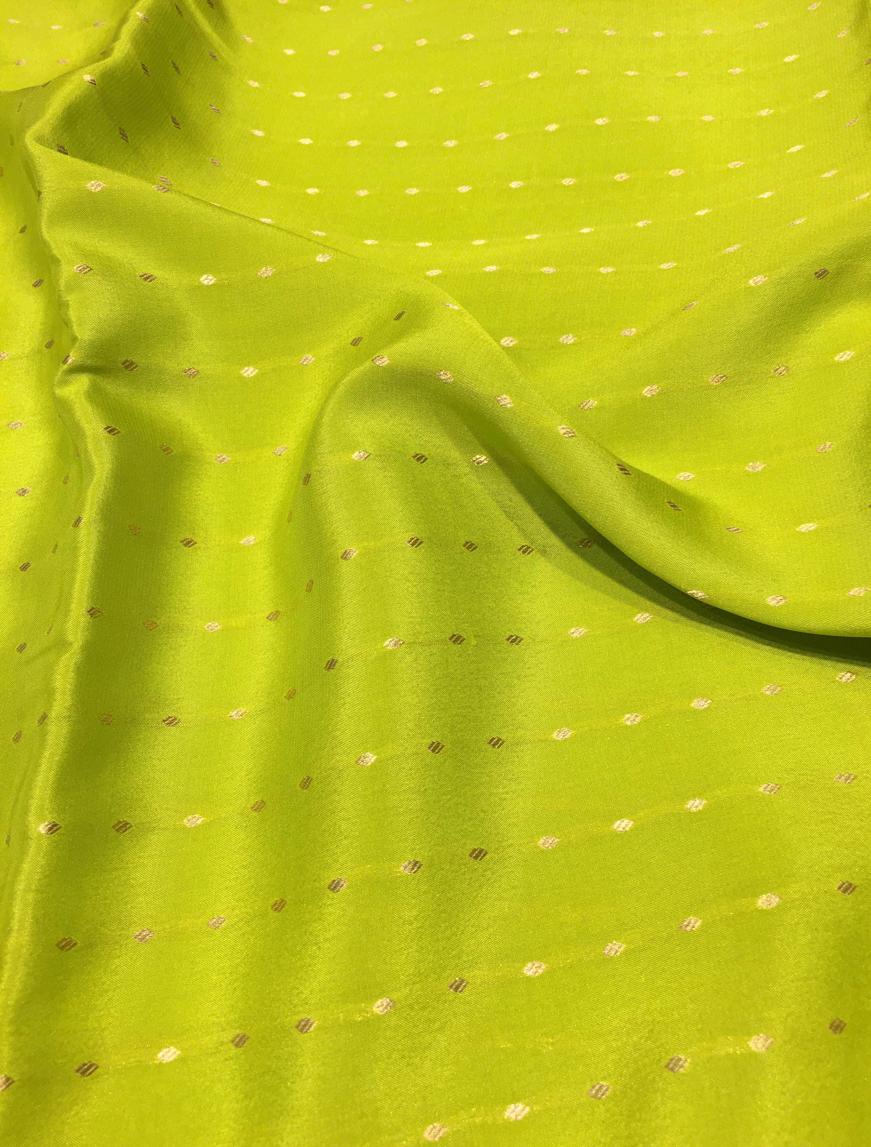 Parrot Green and Magenta Pure Mysore Silk-view2