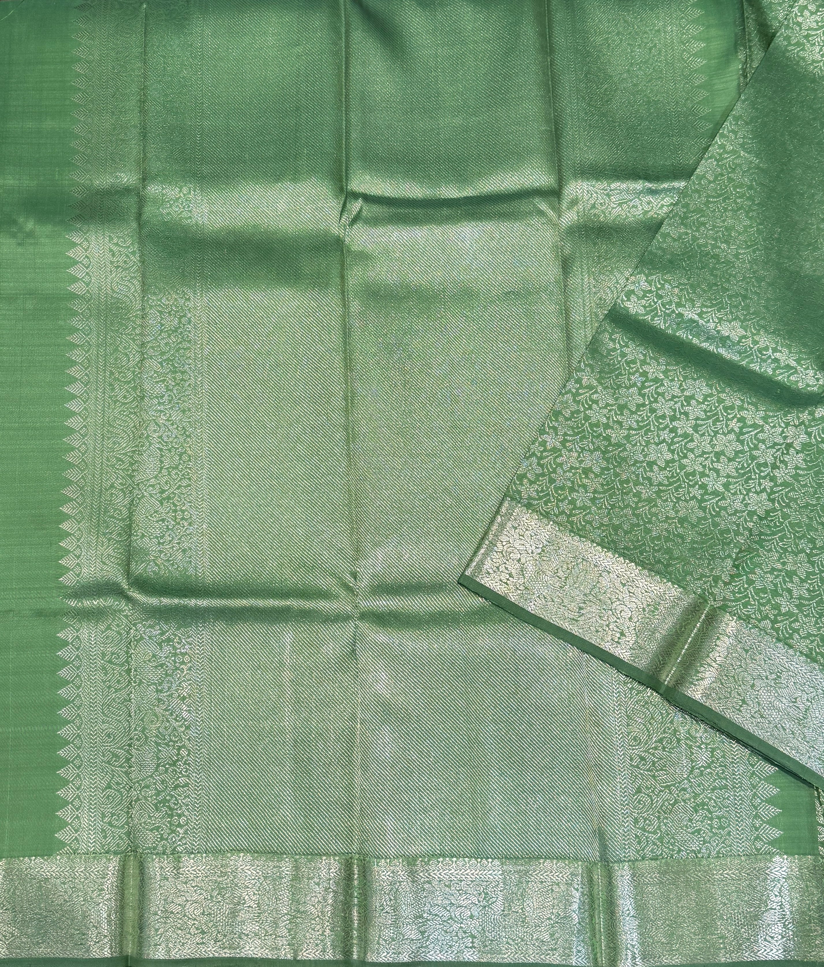 Pistah Green Bridal Kanjivaram Silk Saree-view1