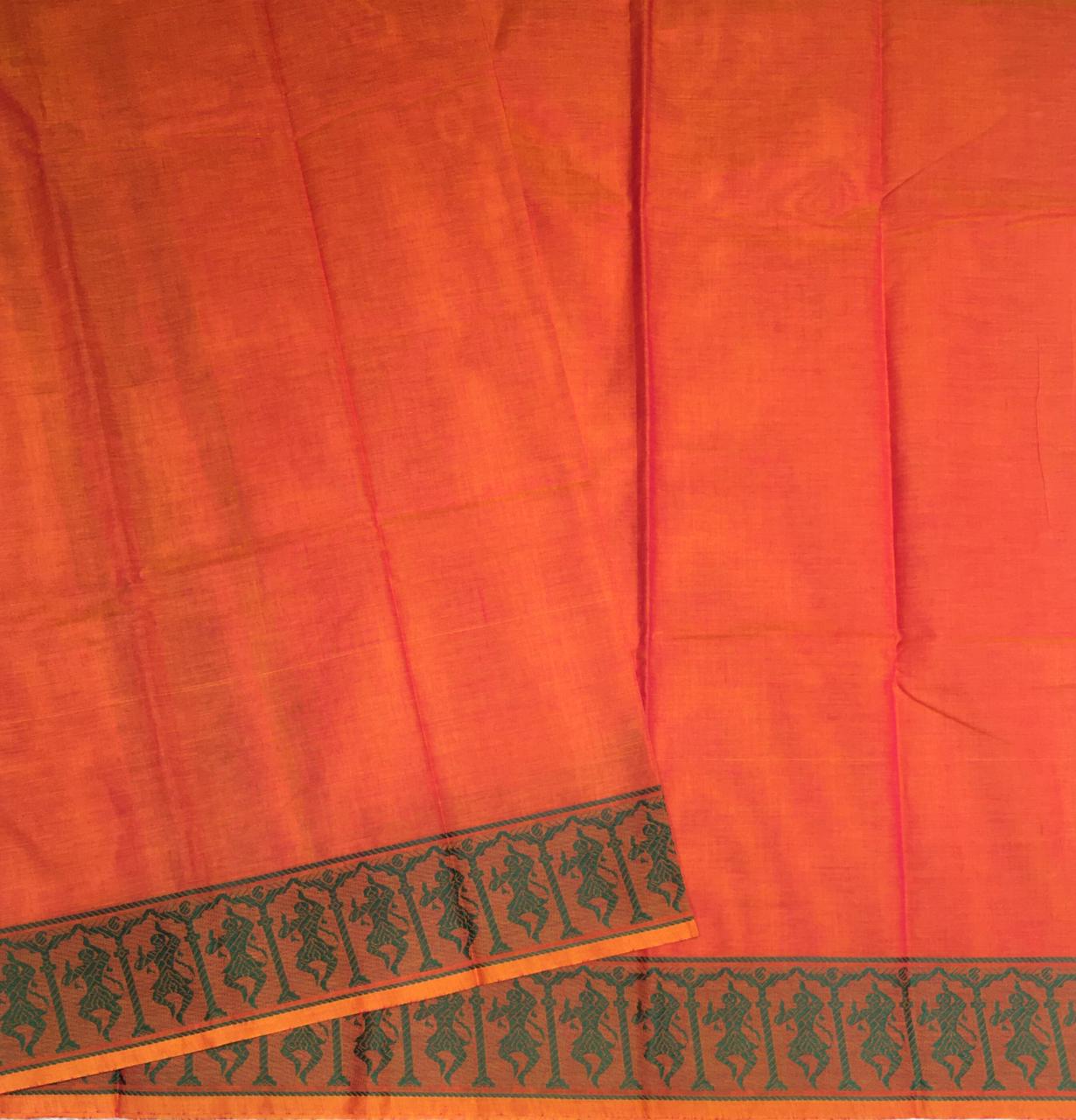 Orange Bharathnatyam Dance Practice Saree