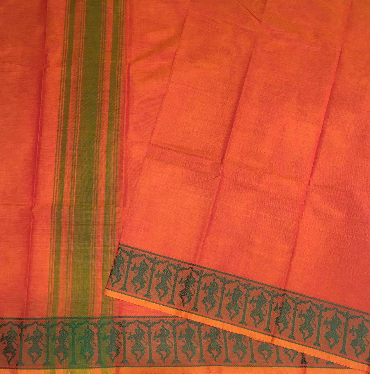 Orange Bharathnatyam Dance Practice Saree